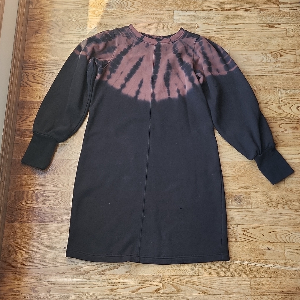 (S) Hatley Black & Brown Tie Dye Crew Neck Sweater Dress Comfy Loungewear Soft - Picture 3 of 9